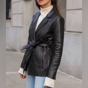 Veda x Reformation Leather Blazer